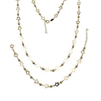 Plain Ball & Stars Station Bracelet & Chain Set (14K)