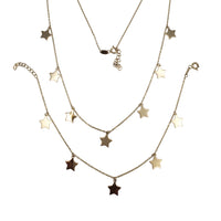 Dangling Stars Charm Bracelet & Chain Set (14K)