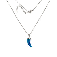 Blue Opal Tooth Cable Necklace (Silver)