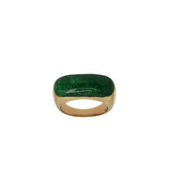 Oval Cushion Cut Green Jade Ring (14K)