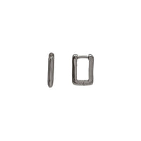 Plain Square Edged Rectangle Huggie Earrings (Silver)