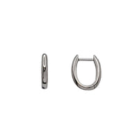 Plain Oval Huggie Hoop Earrings (Silver)