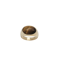 Tiger Eye Oval Signet Ring (14K)