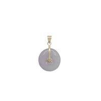 Purple Jade Happiness Symbol Round Disc Pendant (14K)