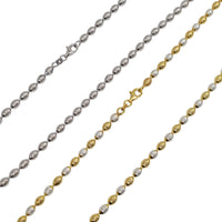 Diamond Cut Rice Beads Necklace (Silver, Yellow Silver)