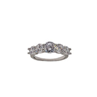 5 Stone Zirconia Half Eternity Ring Wedding Band (Silver)
