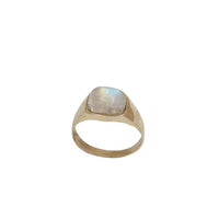 Cushion Cut Moonstone Signet Ring (14K)