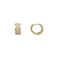 Zirconia Fancy Heart Huggie Earrings (14K)