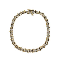 Two Tone Swirl Link Diamond Tennis Bracelet (14K)