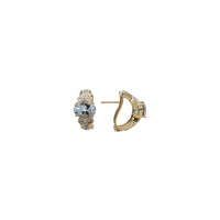 Diamond Oval Aquamarine Omega Back Earrings (14K)
