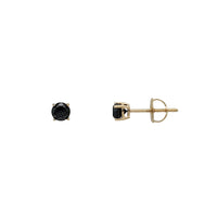 Yellow Gold Black Diamond Solitaire Stud Earrings (14K)
