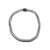 Antique Finish Black CZ Round Franco Bracelet (Silver)