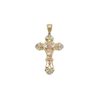 Three-Color Diamond-Cut Cross Pendant (14K)