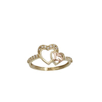 Zirconia Double Heart 15 Years Birthday Ring (14K)