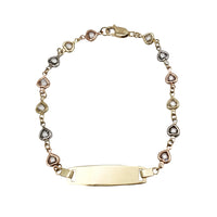 Tricolor Zirconia Heart BB ID Bracelet (14K)