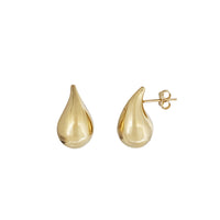 Yellow Gold Puffy Gold Teardrop Stud Earring (14K)