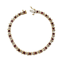 Swirl Link Diamond Ruby Tennis Bracelet (14K)