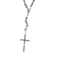 Plain Bead Rosary Necklace (Silver)