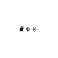 Princess-Cut Onyx Solitaire Stud Earrings (Silver)