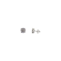 Round & Baguette CZ Square Stud Earring (Silver)