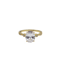 Oval Zirconia Engagement Ring (Yellow Silver)