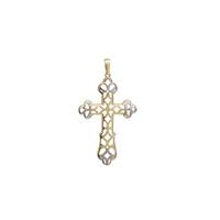 Two-Tone Diamond Cut Textured Cross Pendant (14K)