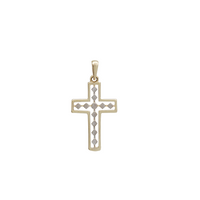 Two-Tone Diamond Cut Flat Cross Pendant (14K)