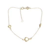Dainty Plain Heart Charm Bracelet (14K)