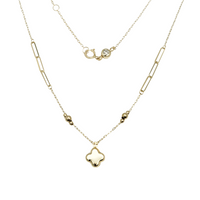 Dainty Plain Flower & Link Necklace (14K)