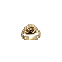 Diamond Cut Rose Flower Cuban Link Ring (14K)