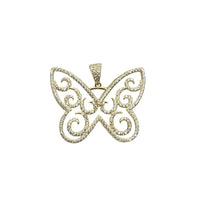 Iced Out Zirconia Butterfly Pendant (Yellow Silver)