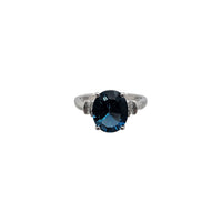 Blue CZ & Diamond Ring (10K)