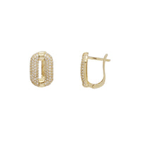 Zirconia Fancy Pave Chain link Huggie Earrings (14K)