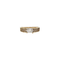 Rectangle White Zirconia Ring (14K)