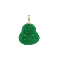 Green Jade Laughing Buddha Pendant (14K)