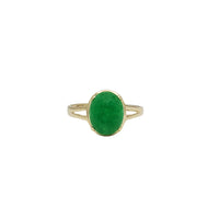 Oval Green Jade Ring (14K)