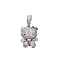 Iced-Out Cartoon Kitty Pendant (Silver)