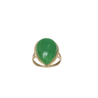 Teardrop Green Jade Solitaire Ring (14K)