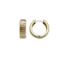Diamond-Cut Wide Faceted & Plain Huggie Earrings (14K)