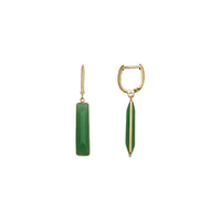 Jade Rectangle Bar Dangling Huggie Earrings (14K)