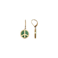 Jade Peace Sign Dangling Earrings (14K)
