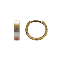 琳140 Tri-Color Plain+Diamond-Cut Sides Huggie Earrings (14K)