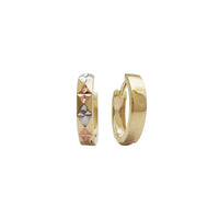 Tri-Color Faceted Geametric Cut Huggie Earrings (14K)