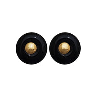 Black Jade Bi Disc Stud Earrings (14K)