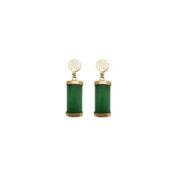 Jade 'Good Fortune' Dangling Stud Earrings (14K)