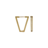 Zirconia Triangle Diamond-Cut Hoop Earrings (14K)