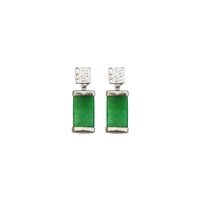 Jade 'Good Fortune' Dangling Stud Earrings (Silver)