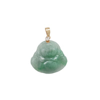 White Zirconia Jade Laughing Buddha Pendant (14K)