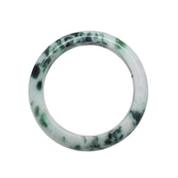 Flower Pattern Green & White Jade Bangle (Type A)