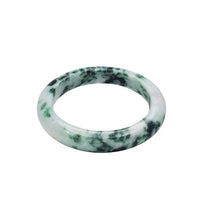 Flower Pattern Green & White Jade Bangle (Type A)